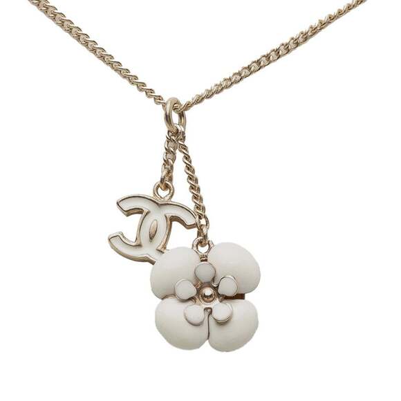 CHANEL White Logo Necklace
